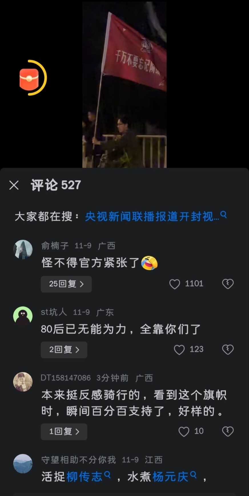 青年人，群体，游行三者结合 ，怪不得紧张了 ​​​
