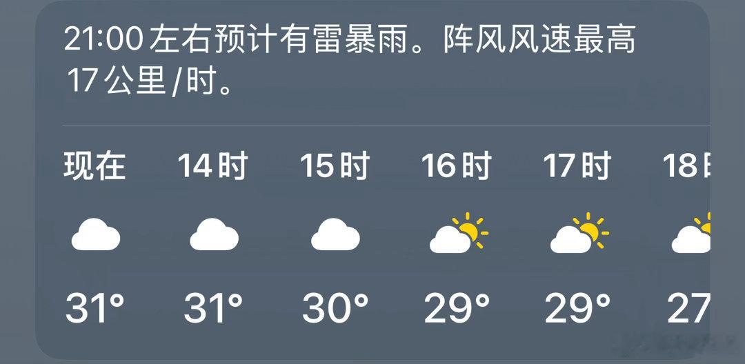 现在的天气预报真的准确率很高预报的9点左右雷暴雨，21.37分就下雨了