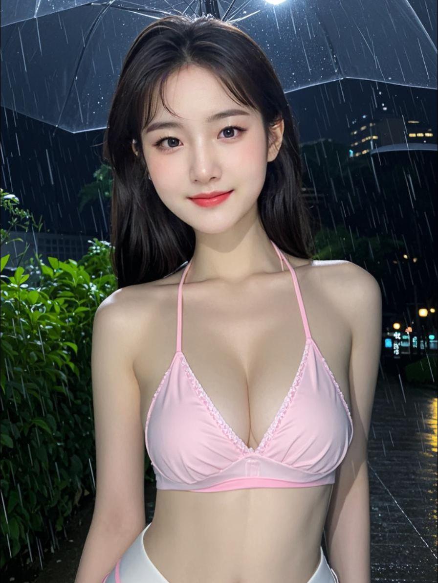 雨中粉漾佳人