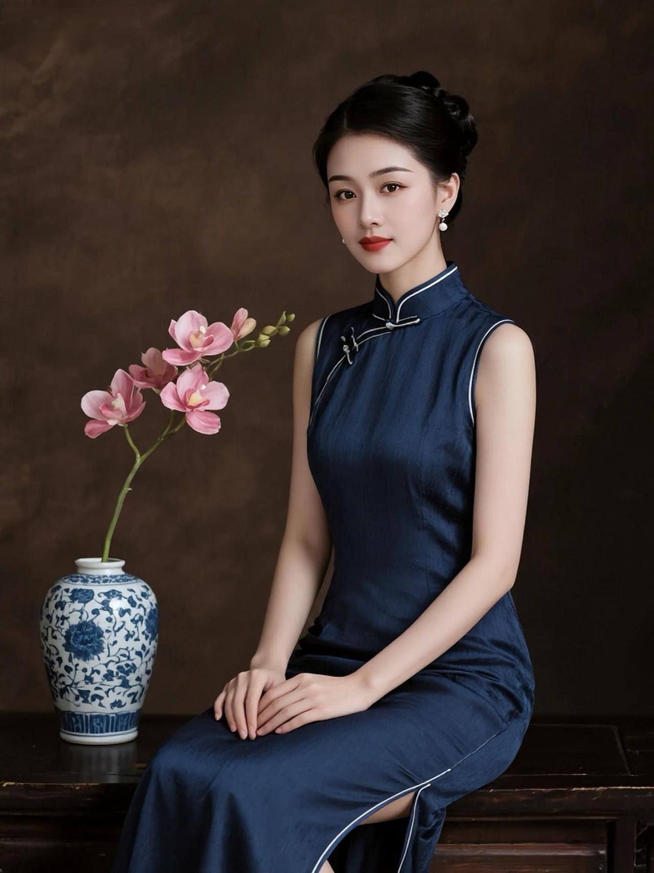 抖音ai创作 新中式国风 优雅气质 旗袍秀 173cm的冰小冰