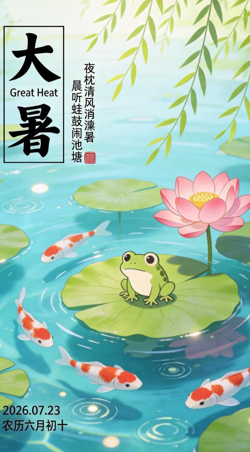 夏晨问安，大暑江天外，维舟绿树阴。
2026./07.23.
[微风][玫瑰]早