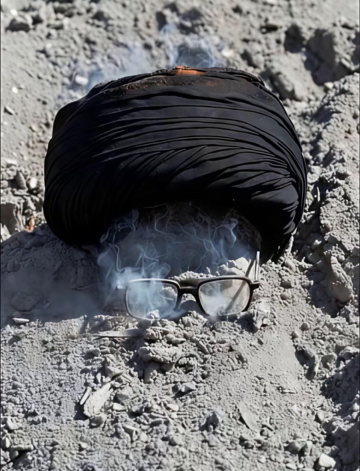 黑色缠头巾都烤糊了