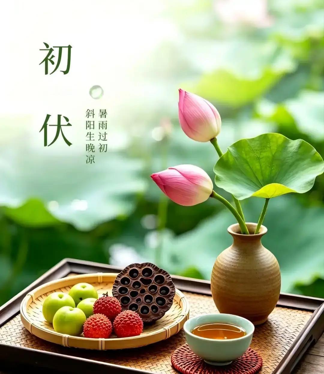今日入伏，愿你清凉相伴、平安顺遂、安稳度夏。

三伏天一到，暑气就像忽然提了劲，