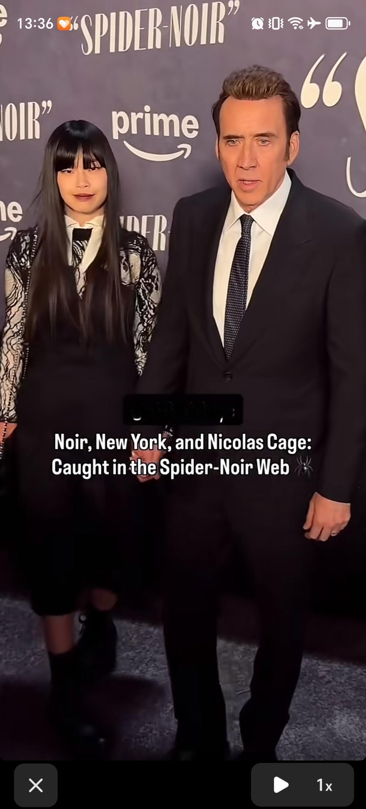 尼古拉斯带着他的第五任小娇妻芝田璃子，出席了漫威新剧《暗影蜘蛛侠》的纽约首映礼。