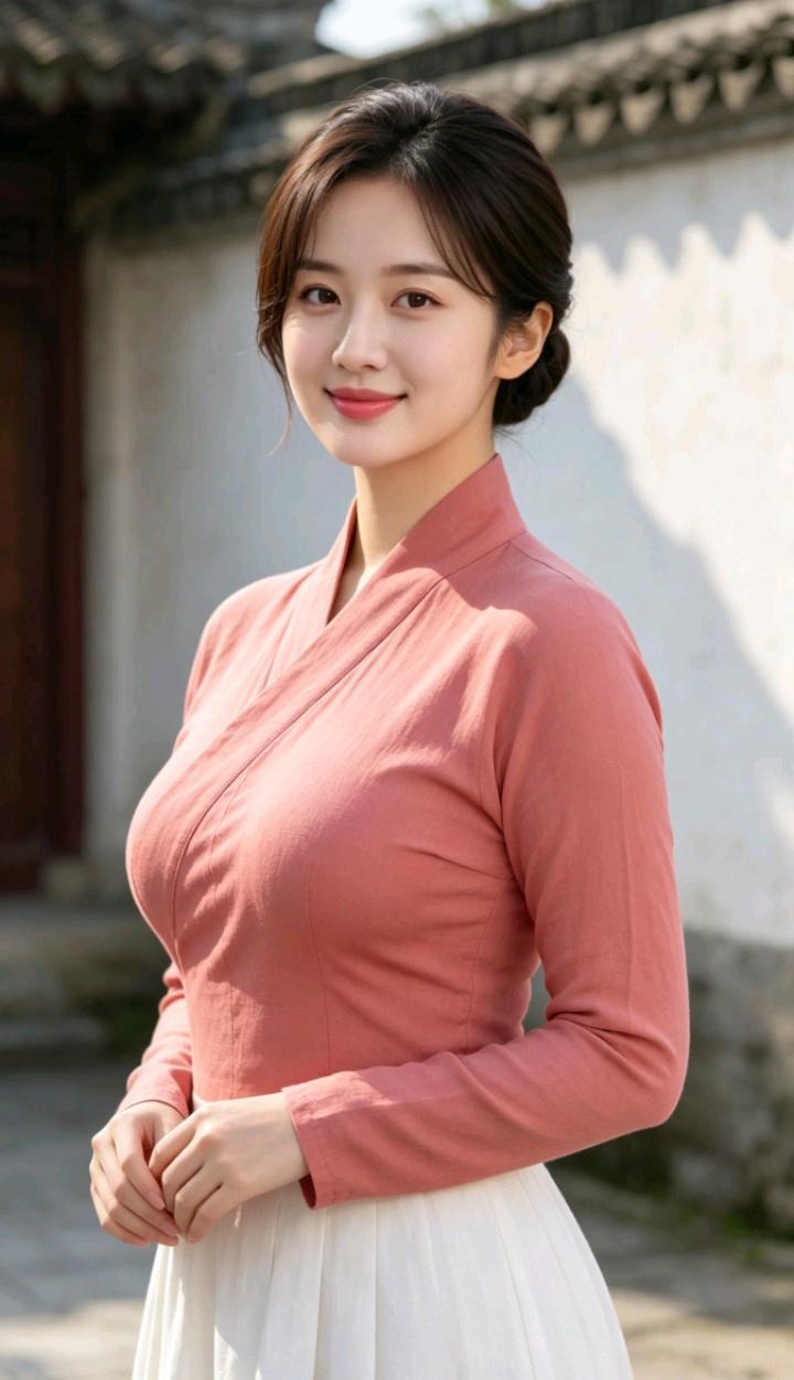 温柔古典风，粉色上衣搭配白色长裙，古风美少女。你认为一个人最可贵的品质是什么 白