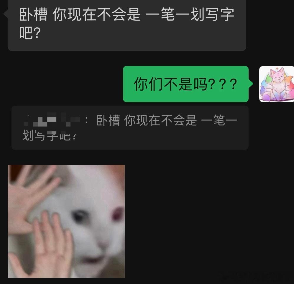 我小时候是真的以为人长大后会自动解锁连笔字，以至于到现在还在一笔一画写字…..（