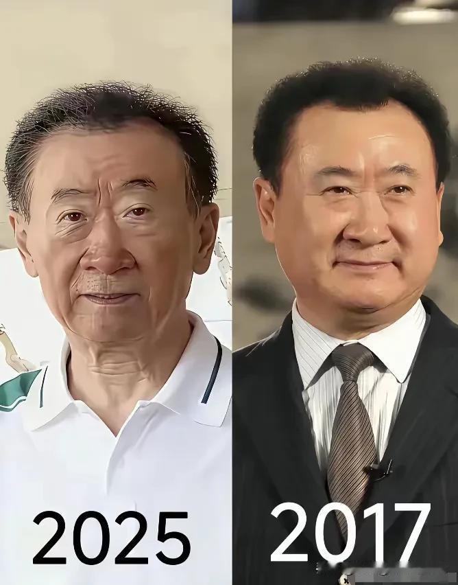 看下图，王健林跟八年前相比，确实是急速苍老，那时候王健林因为股债双杀时“壮士断腕