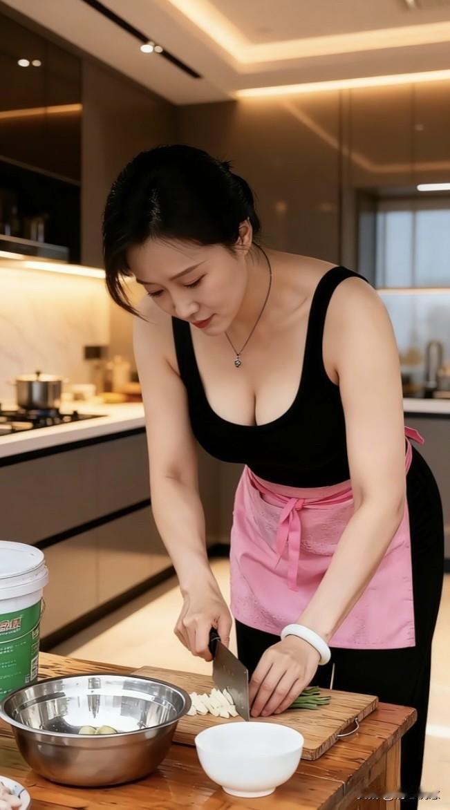 在现代厨房里，用心准备食材，享受烹饪的乐趣。