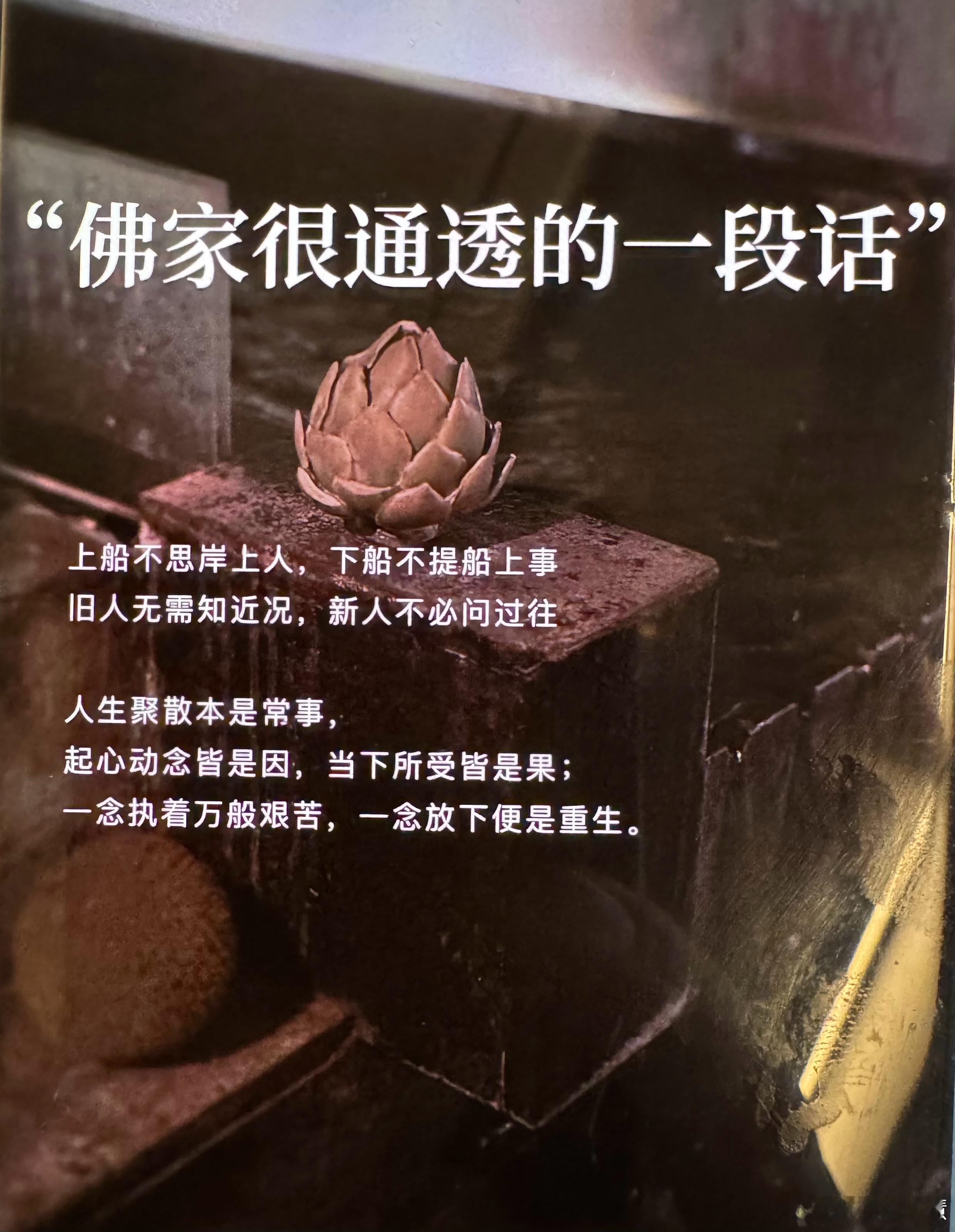 不恋过往，不负当下。告别错的，才能和对的相逢。人生是趟单程船，下了船就别回头看。