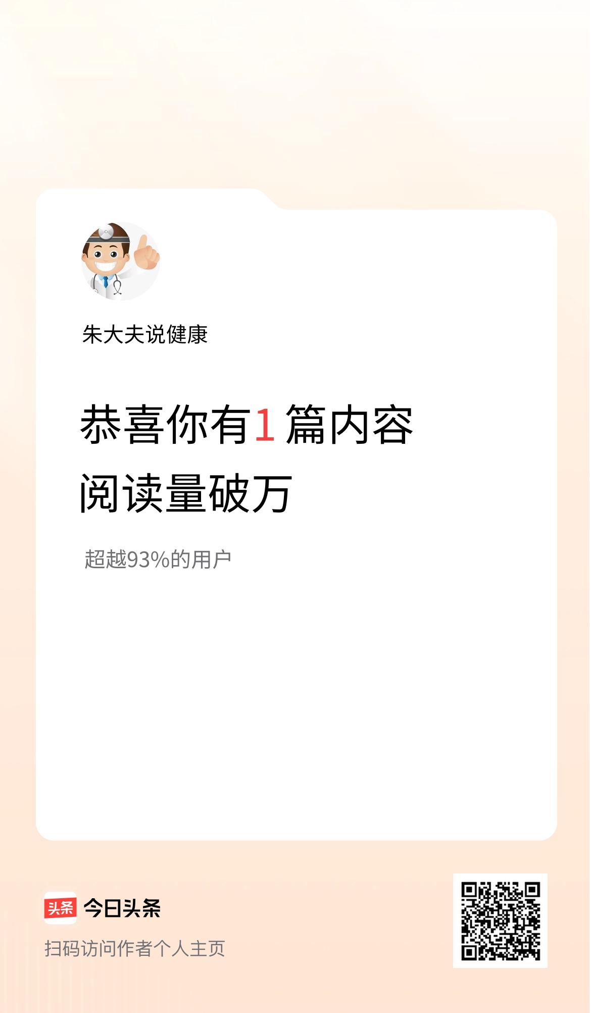 我在头条有1篇内容阅读破万了！