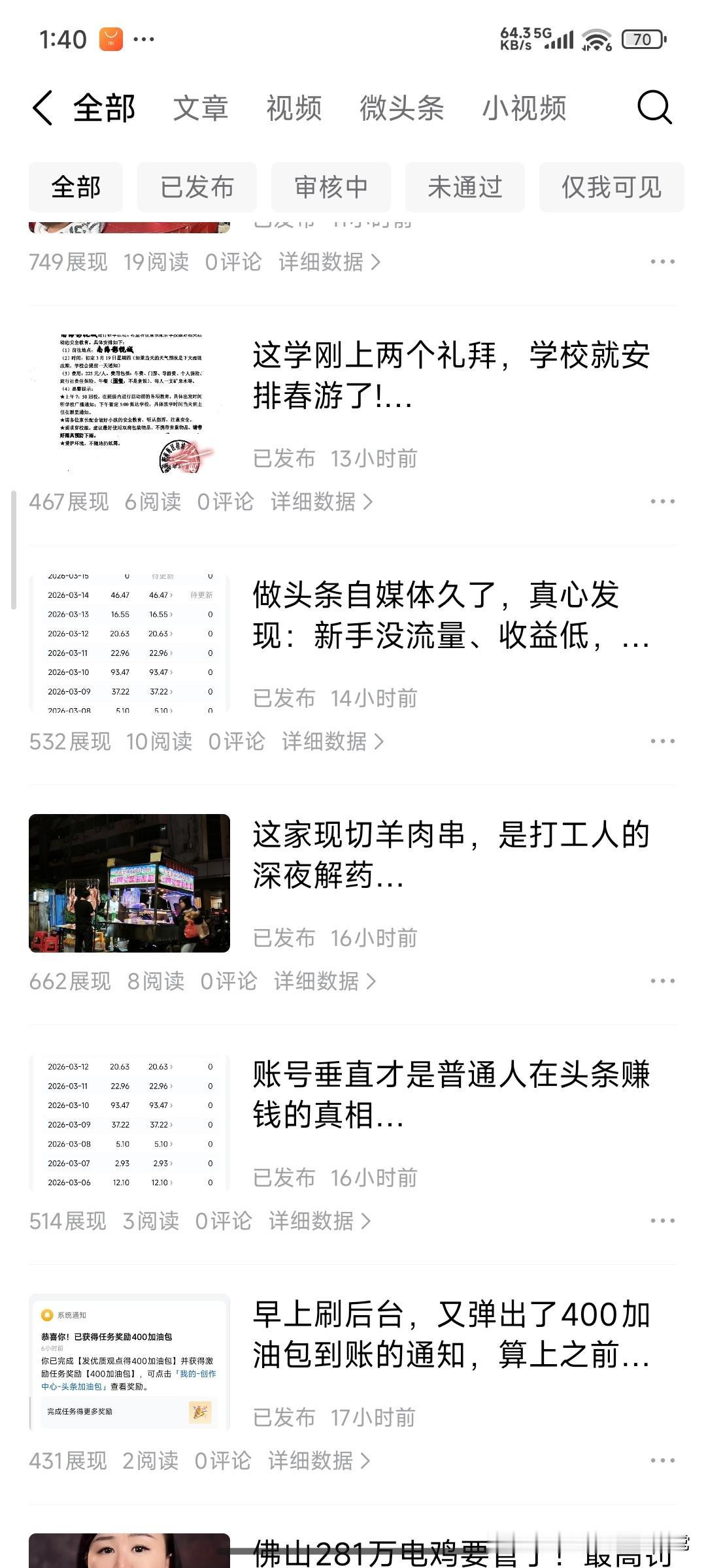 今天的流量真的太惨淡了！[捂脸][捂脸][捂脸]
展现量和阅读量低到让人不敢看，