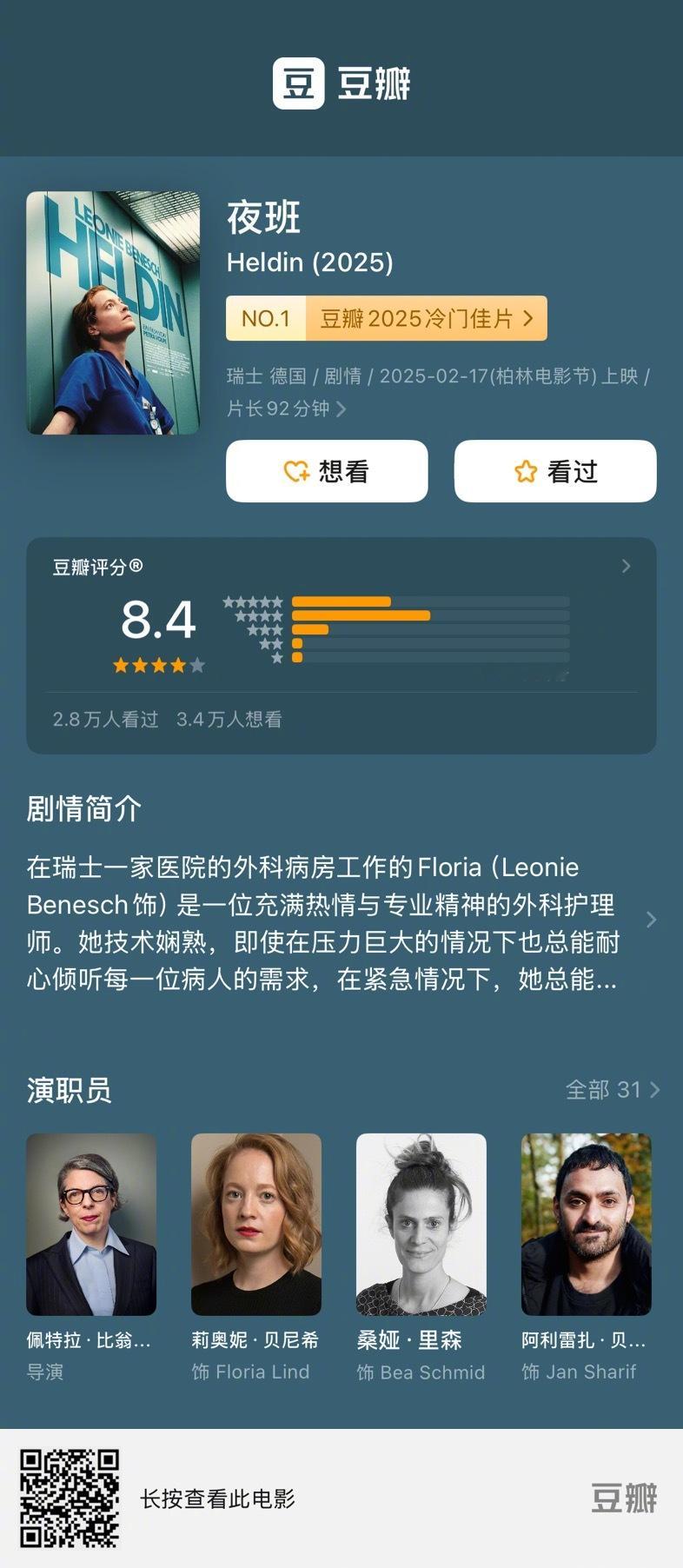 年末补片🐎！豆瓣2025年度冷门佳片Top10:《夜班》8.4分《唐顿庄园3》