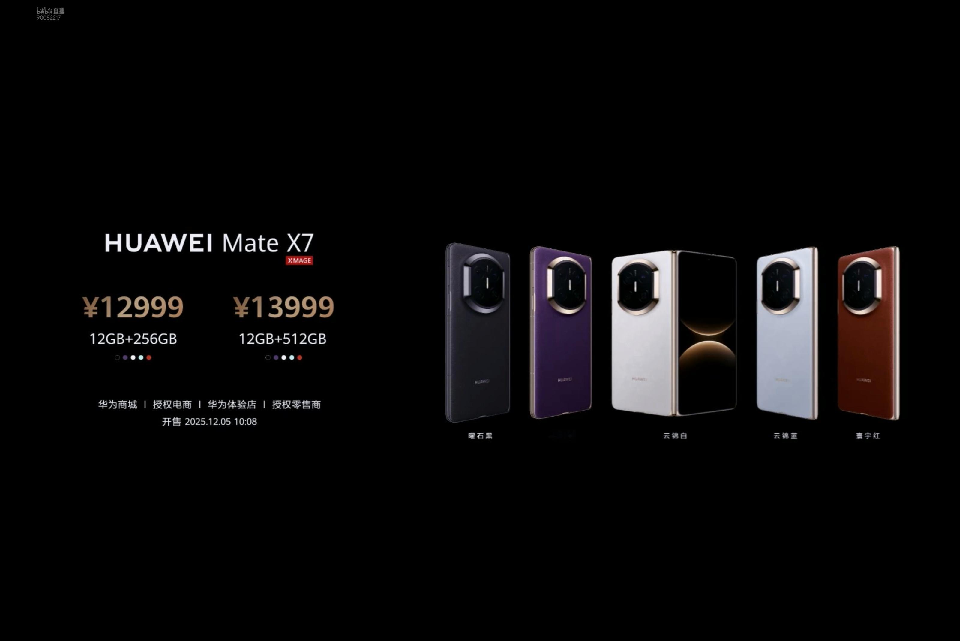 华为全新一代折叠屏，同样出炉。华为 Mate X7：12+256 12999元、