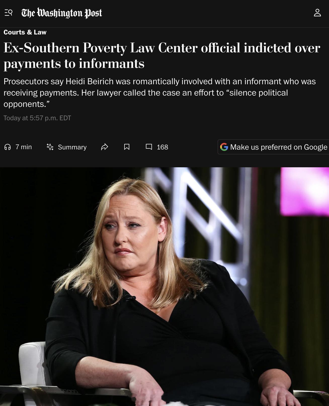 美国司法部今天宣布，59岁的 Southern Poverty Law Cent