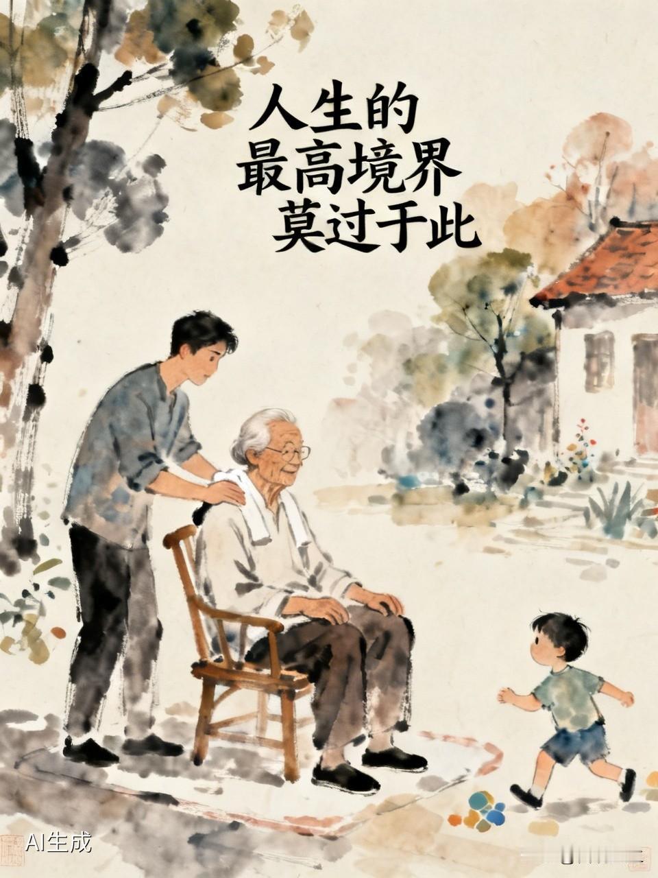 105岁的奶奶，85岁的爸爸，与64岁的孙子同框出镜，尽显天伦之乐，令世人无不向