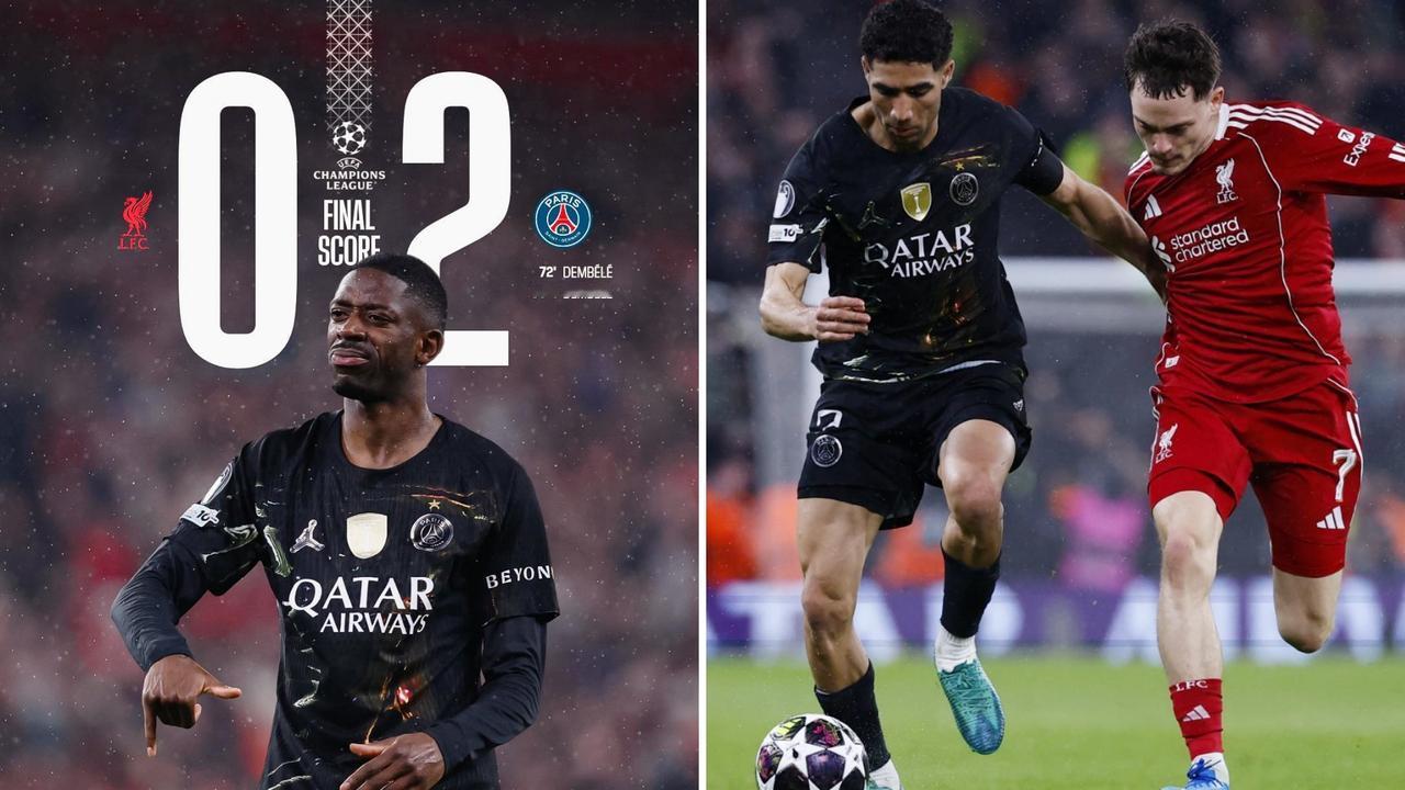 欧冠：巴黎客场2-0，总分4-0淘汰利物浦，顺利挺进四强。
登贝莱双响，麦卡造点