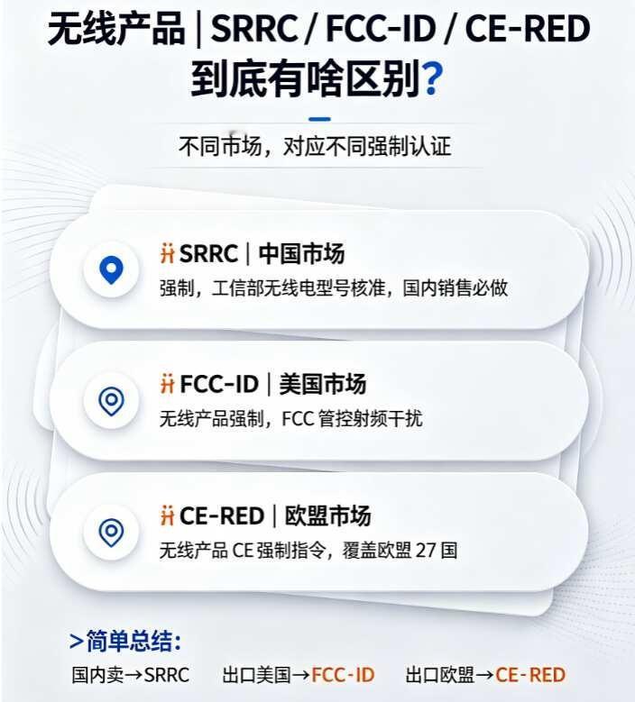 无线产品的这些认证到底有什么区别⁉
🔹SRRC｜中国市场
强制，工信部无线电型