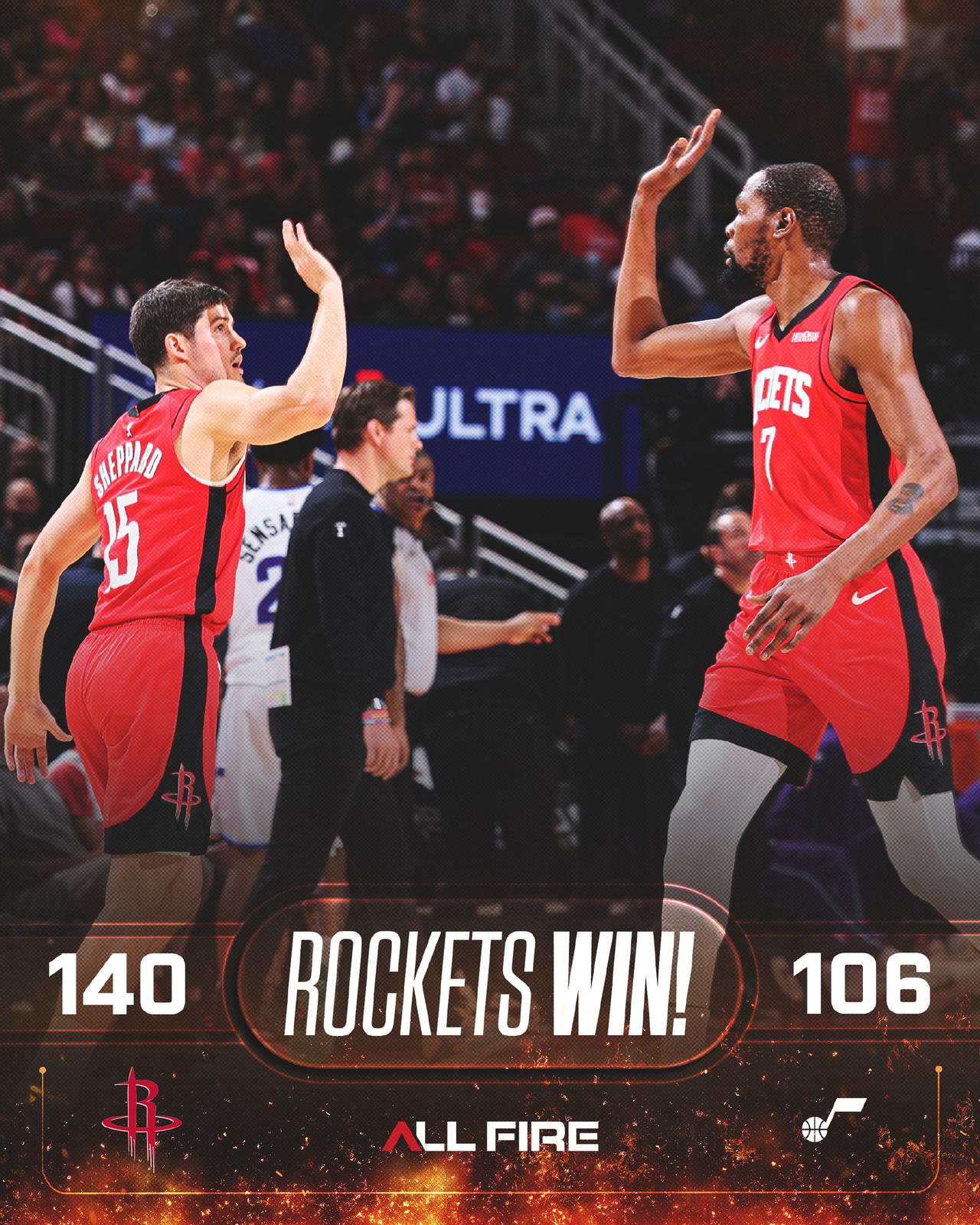 虽然这场比赛没啥防守强度，但看到火箭一场比赛能得到140分还是很让人高兴的。
难