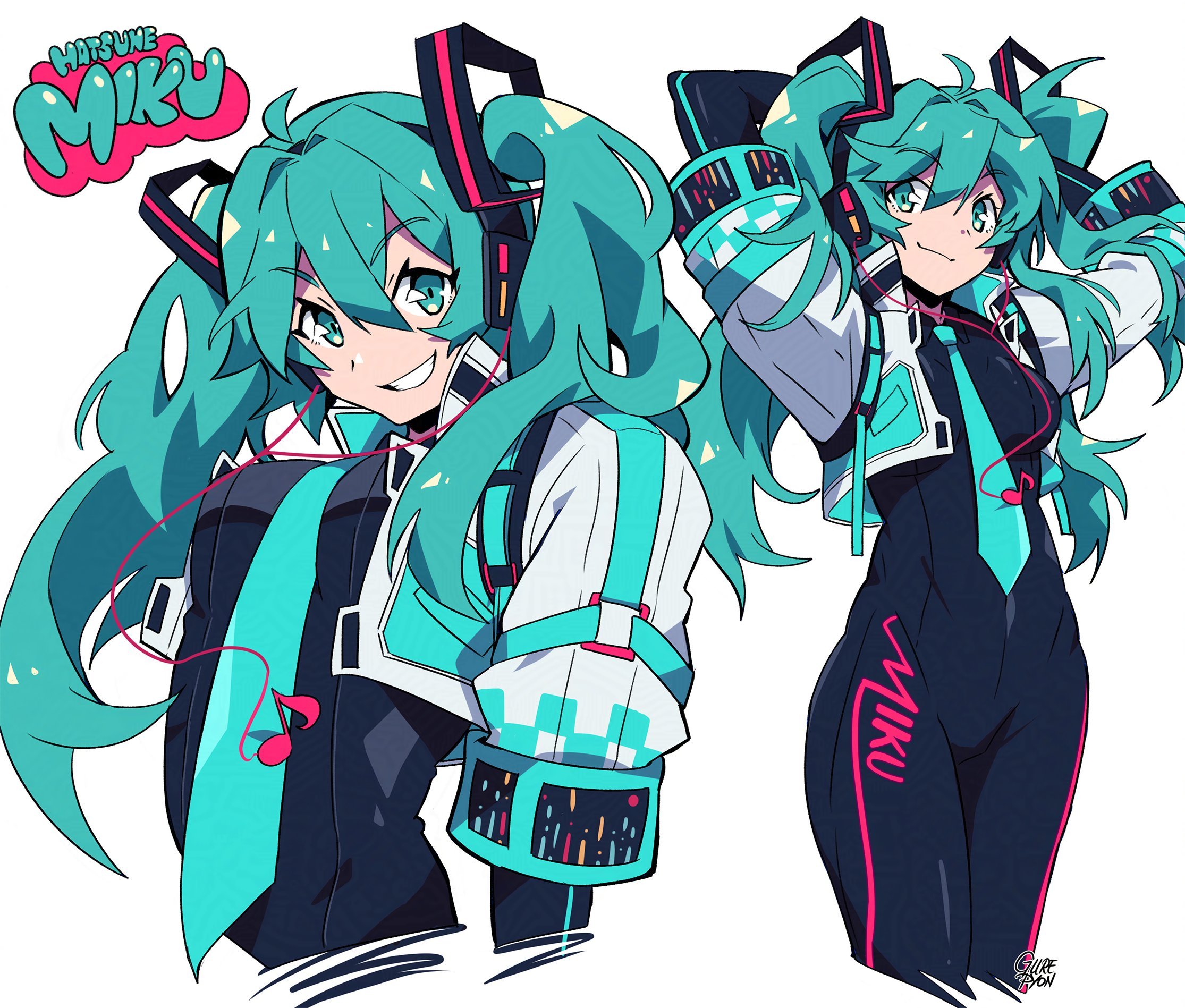 Miku 💚💗 初音未来  插画  ᝰ.ᐟ𝗔𝗿𝘁𝗶𝘀𝘁:𝐆𝐮