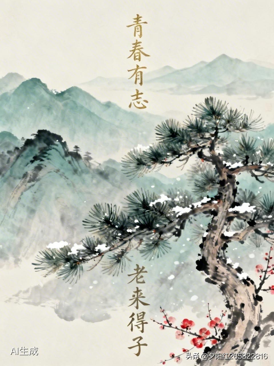 上联:青春有志需勤奋
下联:老來得子有后福。