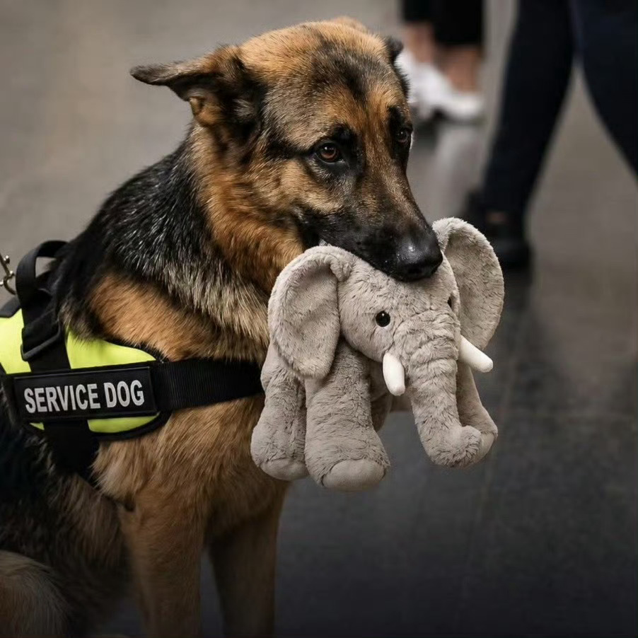 德牧挂科工作犬考试正经工作犬考试现场，别的德牧专注听指令、执行力拉满。唯独这只心