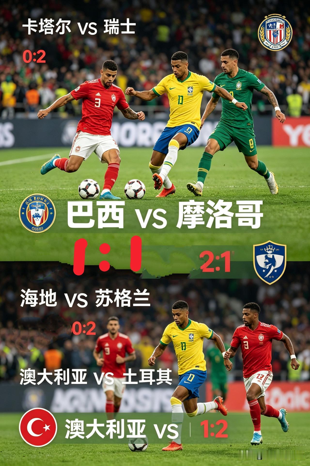 世界杯专刊:巴西🇧🇷对阵摩洛哥🇲🇦小心爆冷☞