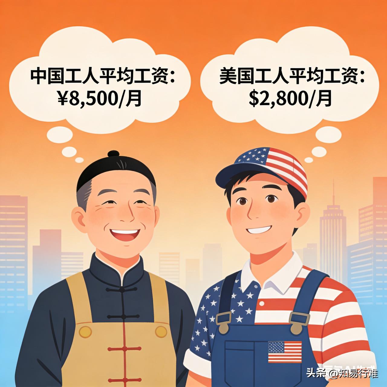 中国工人和美国工人的平均工资比较

下面给你一份最直观、最硬核、最真实的中美工人