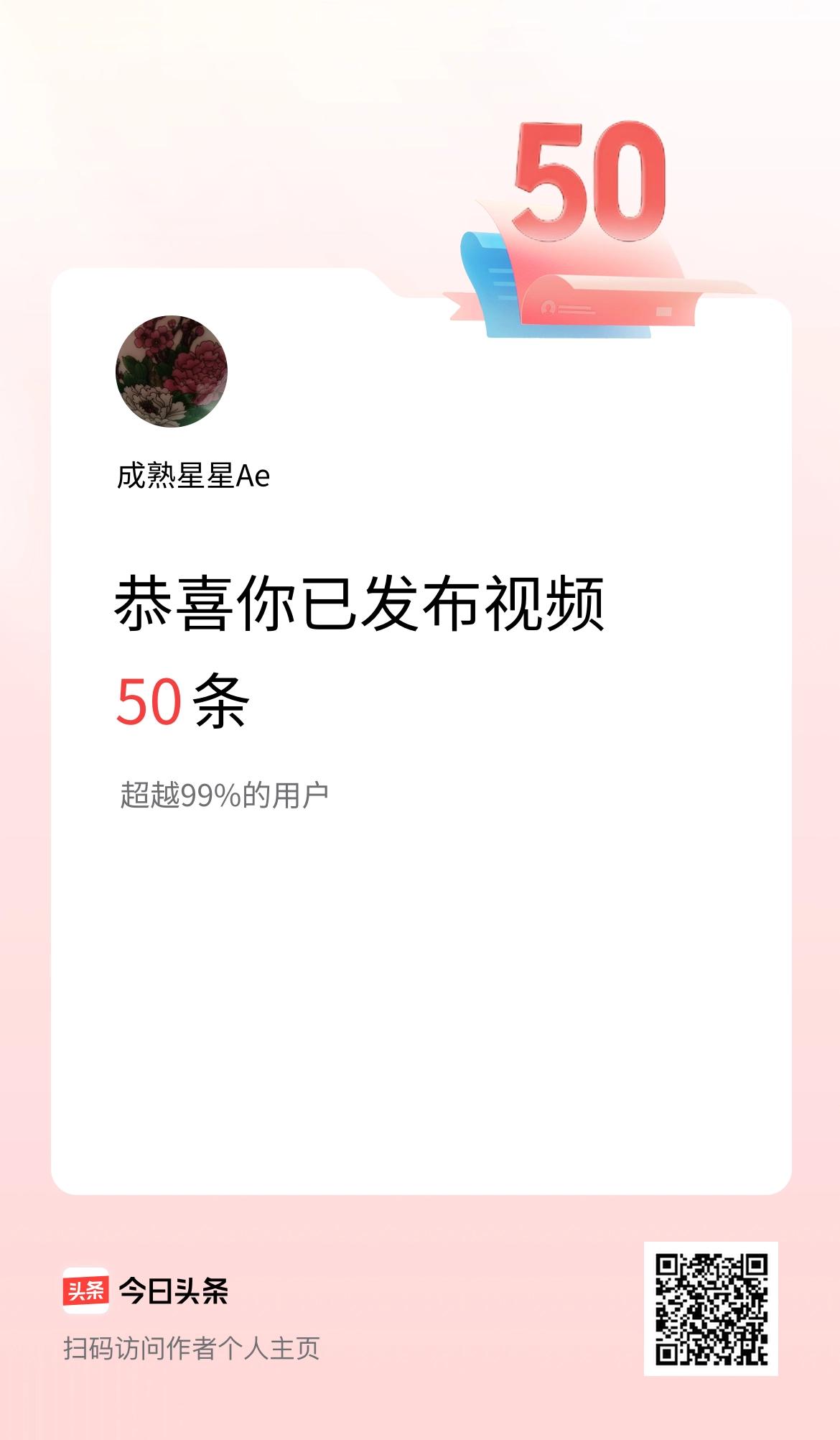 我在头条累计视频投稿50个