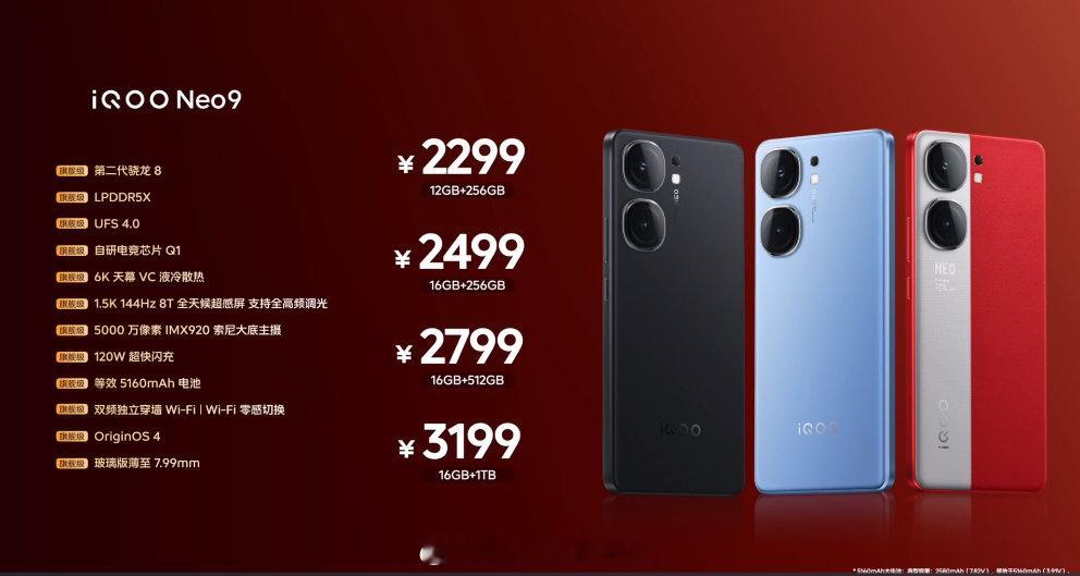 iQOO Neo9售价2299起，iQOO Neo9 Pro售价2999起！iQ