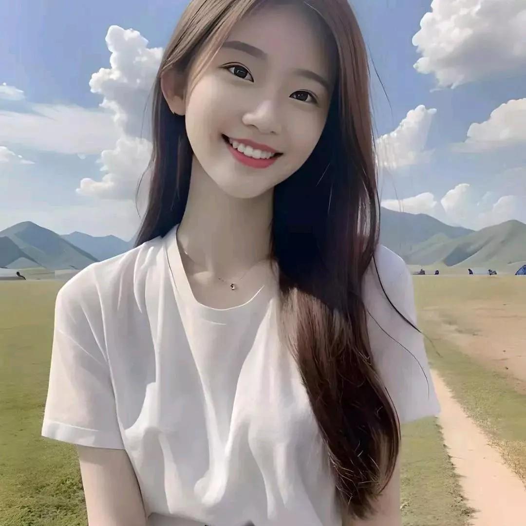 阳光灿烂的草原，少女微笑着拥抱自然！