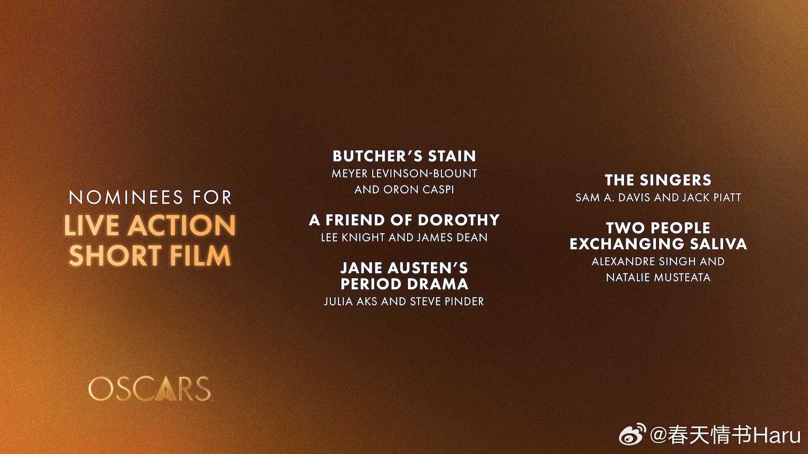 第98届奥斯卡最佳真人短片提名汇总：《屠夫的污点》 网页链接《桃乐丝的一位朋友》