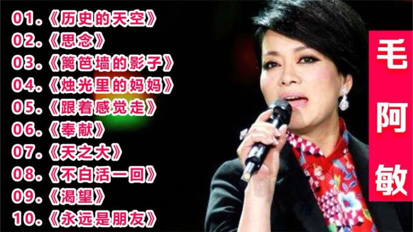 精选10首【毛阿敏】老歌，经典的嗓音，就是一代人的回忆，真好听