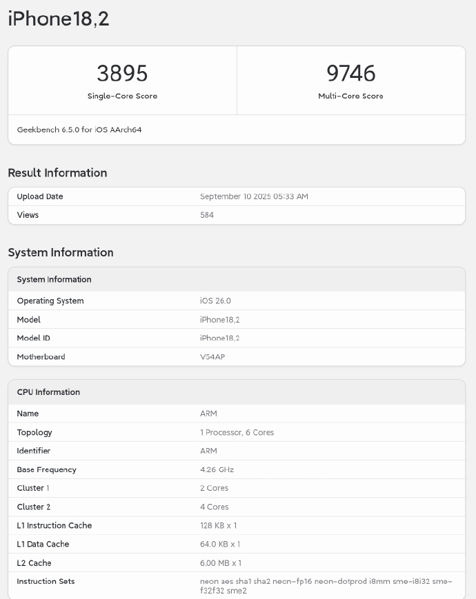 iPhone17 Pro Max/A19 Pro跑分 ​​​