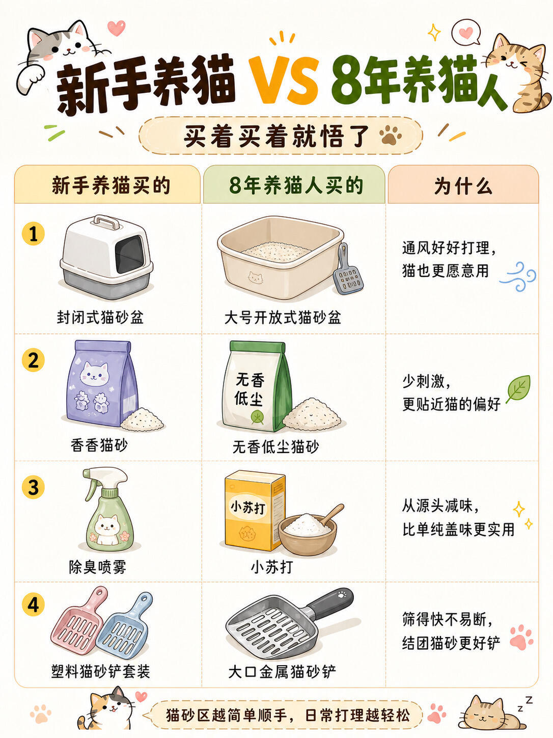 新手养猫 VS 8年养猫人。养猫久了才发现，很多东西真不是越贵越好，也不是越花哨