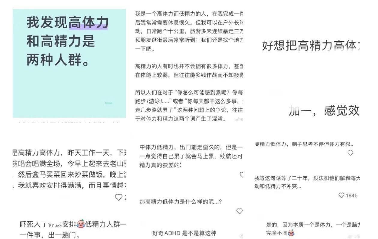 发现高精力和高体力是两种人群笑死了，这肯定是两种人，高精力人群是精力非常充沛，一