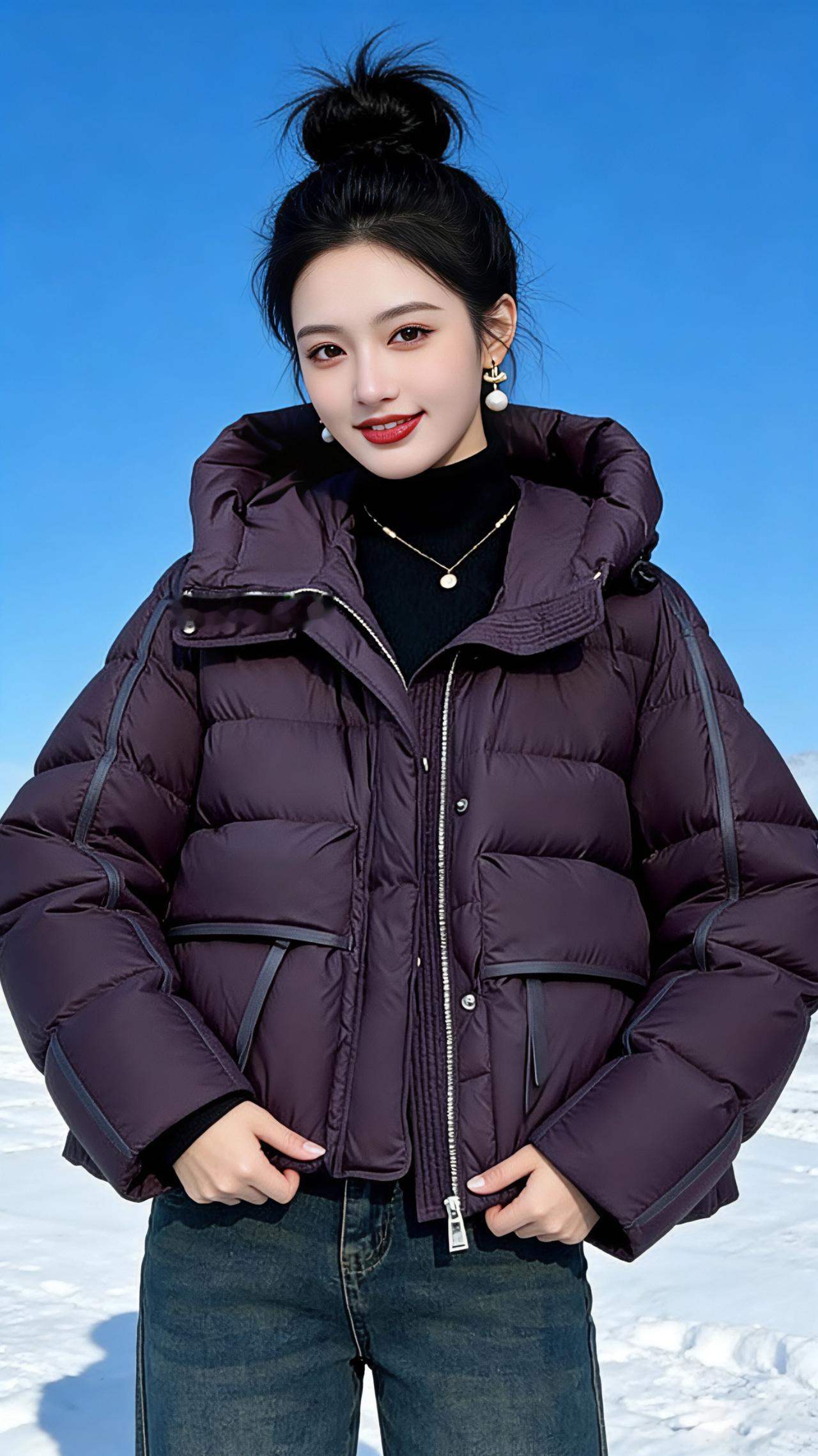 红袄映雪
 
雪野铺陈开无垠的白，像被冬日的风熨平的宣纸，澄澈的蓝天作了底色，泼