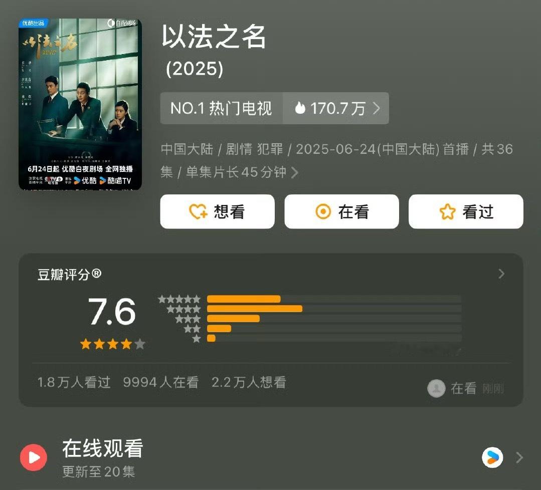 以法之名豆瓣开分7.6  高了低了？ ​​​