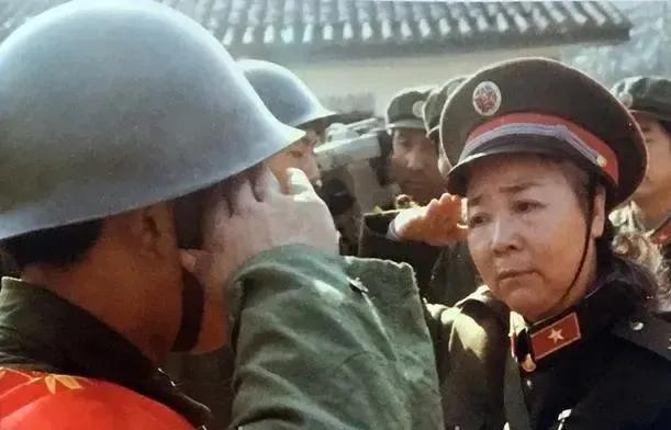 老演员田华，去老山前线慰问演出，看见一名战士，和战士一起敬礼。去工地参加活动，和