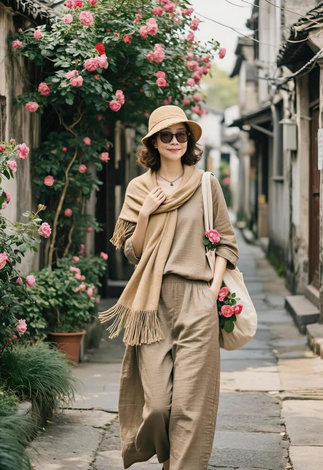 今日分享之走在故居的老街上。AI老街森系写真 随变ai随便玩