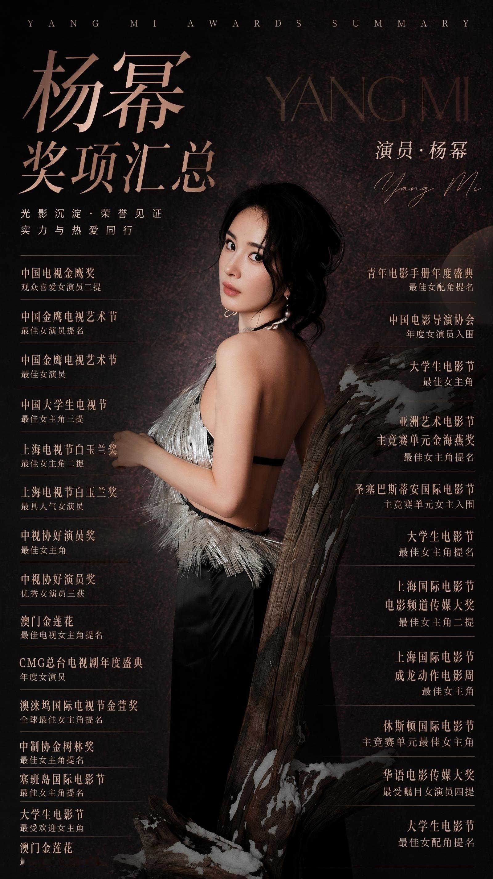 杨幂  杨幂个人主流奖项 & 重要影展履历 。汇总人：me 。有人私信求原图，去
