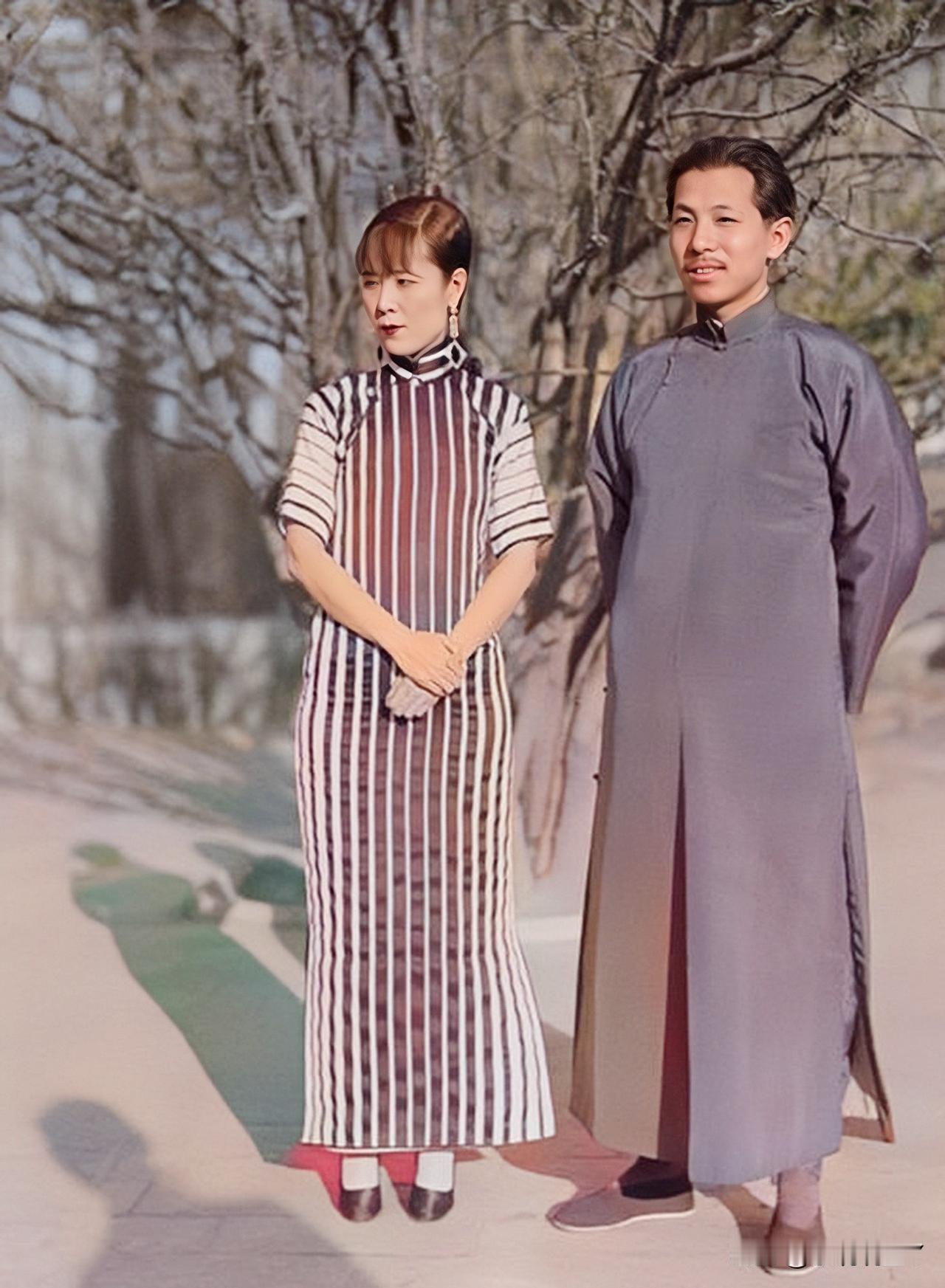 这才是1932年31岁张学良与原配妻子于凤至的真实貌相，这并非演员扮演的，而是夫