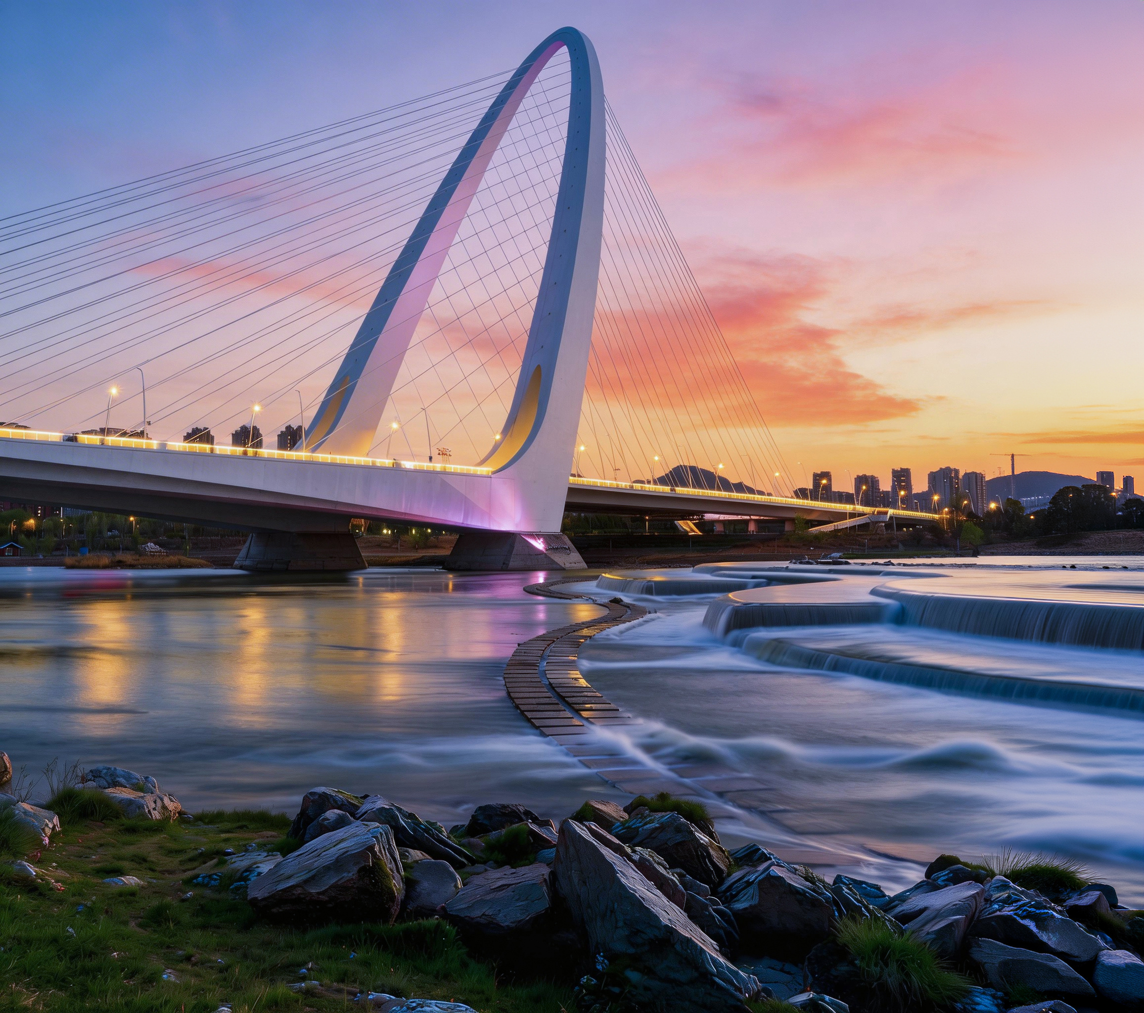 首钢园的日落，永定河的晚风，新首钢大桥划破天际，把工业浪漫与山河温柔，都装进镜头