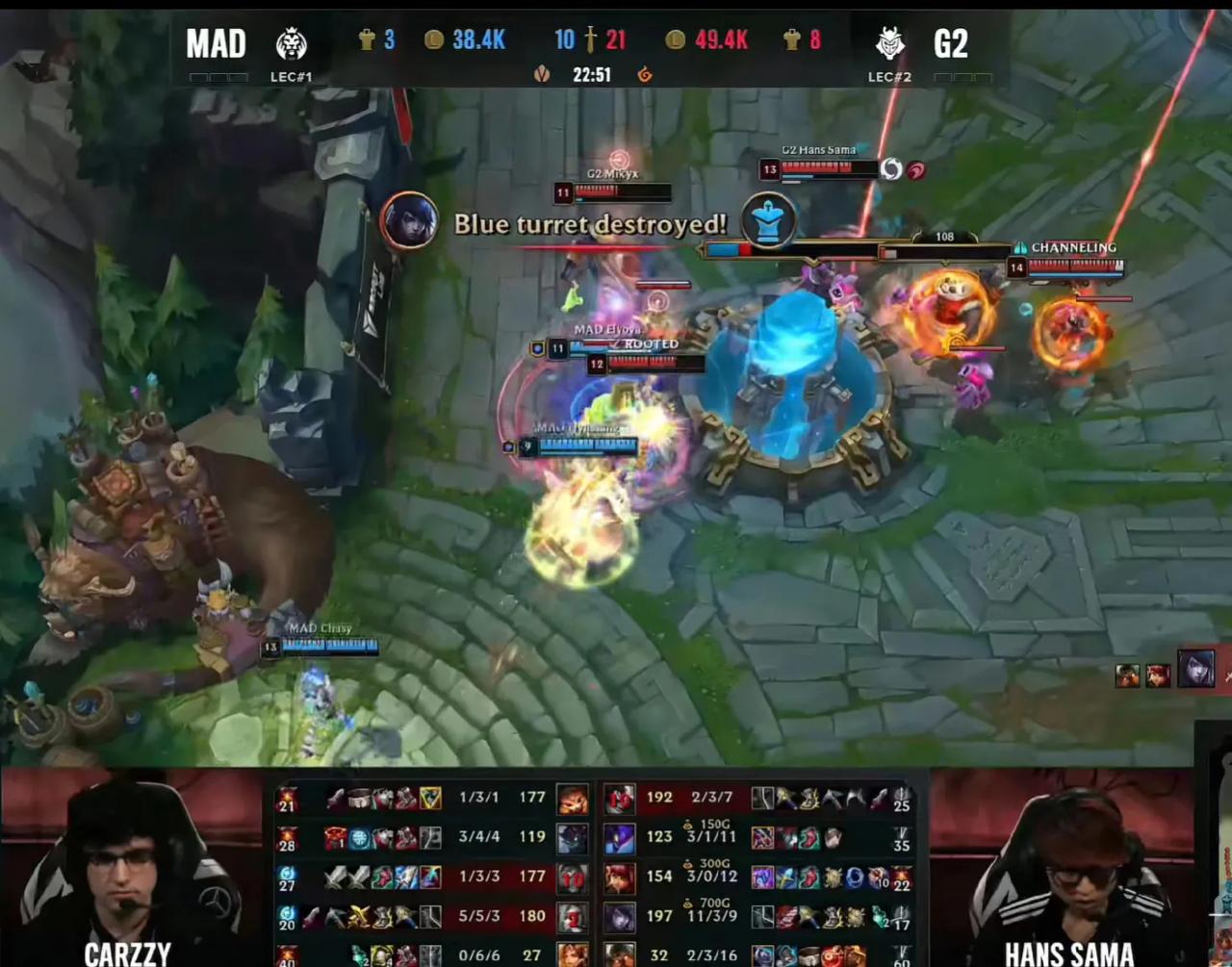 主打一个快乐，上单亚索，G2对战MAD第一局，22分钟31个击杀，平均一分钟1.