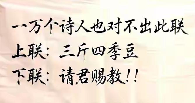 想了5分钟就是没对出，下联是什么？