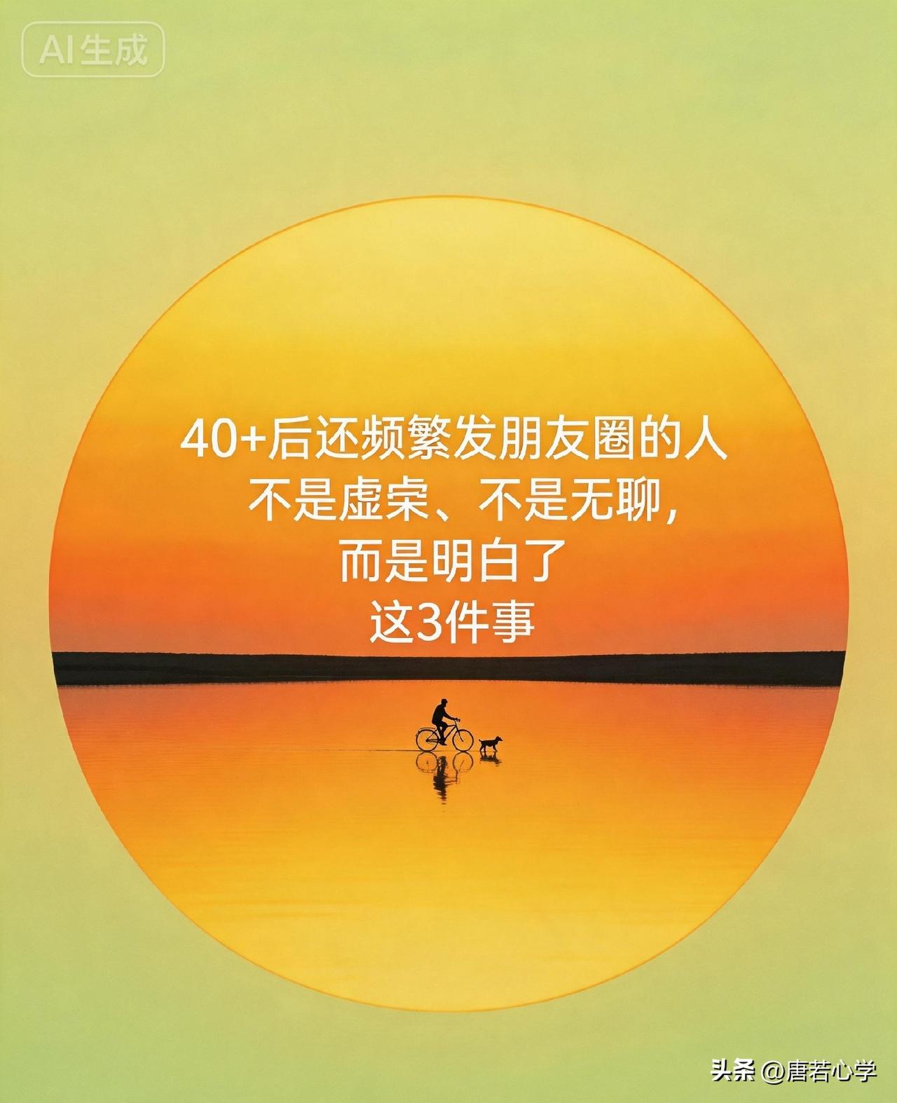 40+后还频繁发朋友圈的人，不是虚荣、不是无聊，而是明白了这3件事。

你有没有