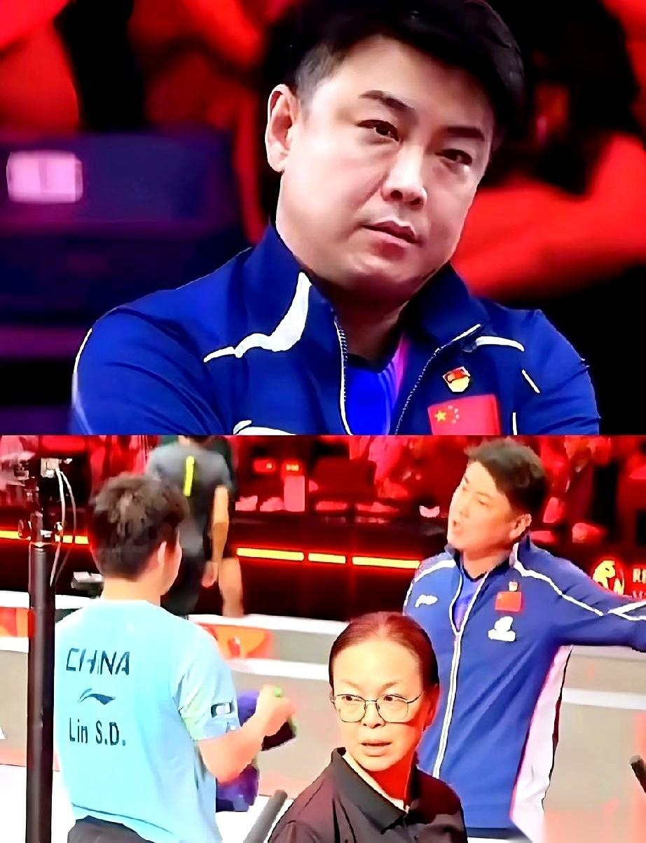 新加坡那场球刚打完，王皓黑着脸，直接穿过人群，冲到林诗栋跟前。他没动手，但指头几