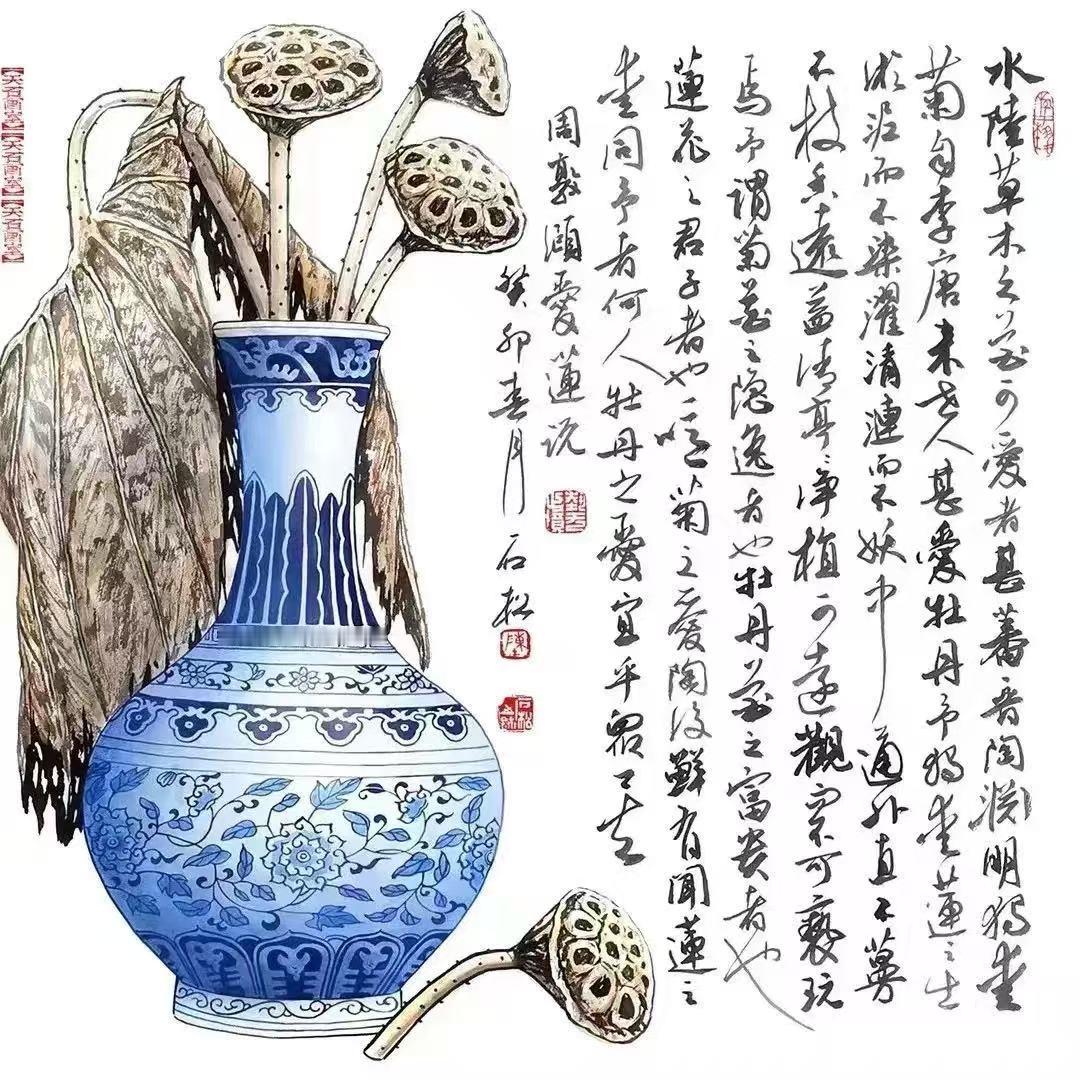 有喜欢这样的艺术风格的朋友吗？
作者陈石松广东陆丰人，是一位很有特色的“漫水墨”
