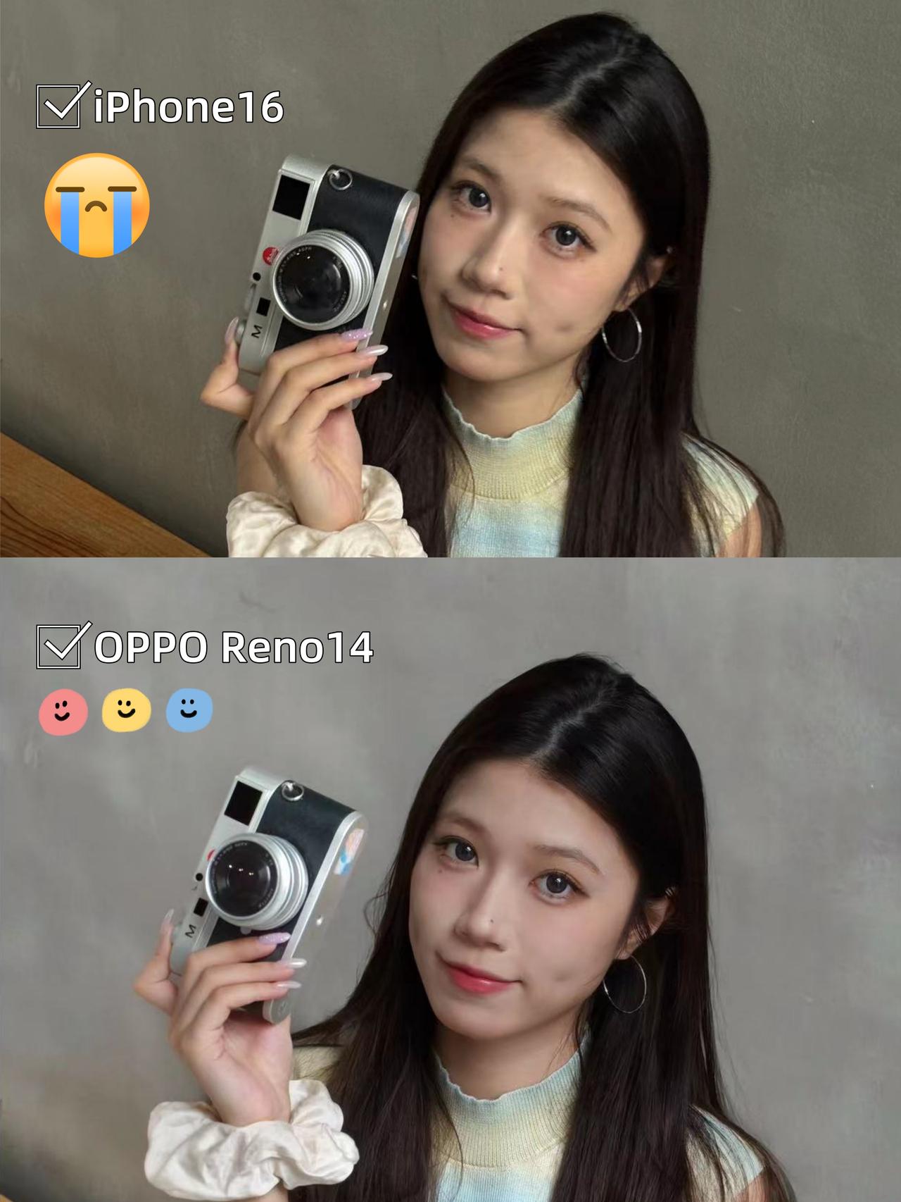 果然没有对比就没有伤害...
刚拿我的iPhone16和闺蜜的OPPO Reno