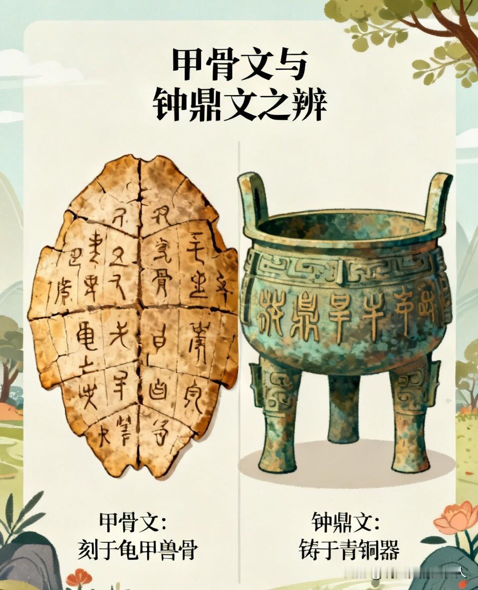 古文字小知识：甲骨文和钟鼎文到底有啥区别？
说起古文字，多数人第一反应就是甲骨文