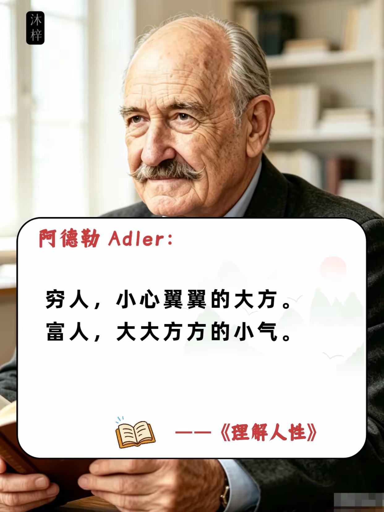 阿德勒：“穷人，小心翼翼的大方；富人，大大方方的小气”，Adler真正的理解人性